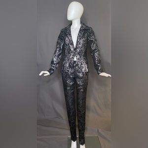 Black and silver metallic pant suit, long leg, low waist 28